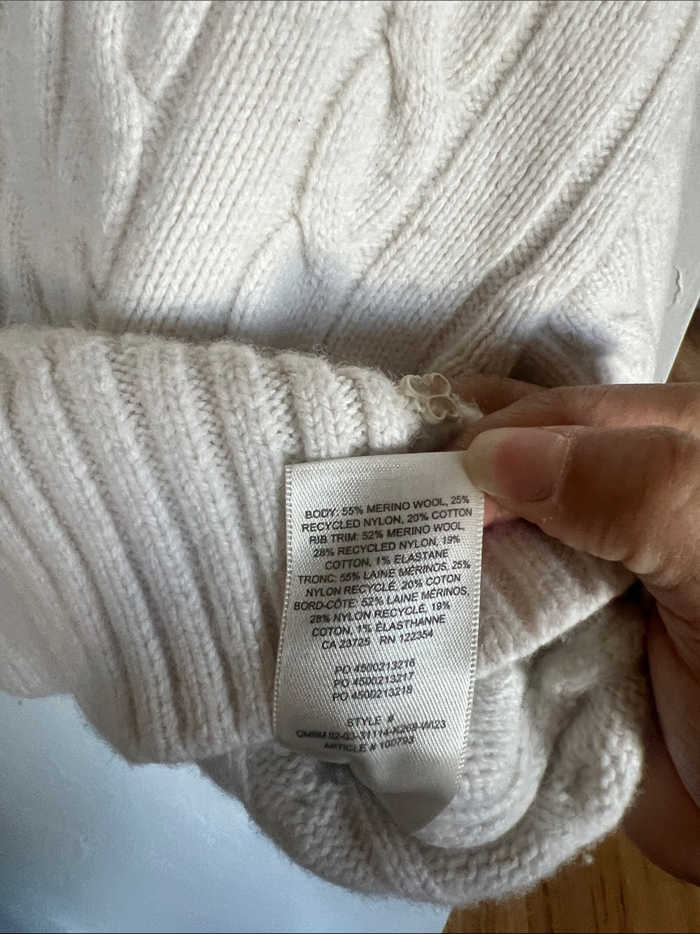 Sunday Best Ivory Cable V‑Neck Collared Sweater crop - Picture 5 of 6